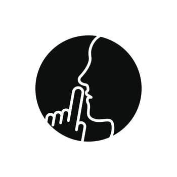 do not disturb icon, please do quiet, pssst or shhh gesture lips, silence or secret, keep shut mouth - icon vector