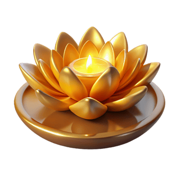 Golden Lotus Candle Holder png