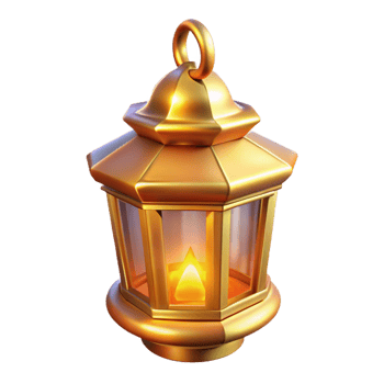 Golden Lantern with Lit Flame png