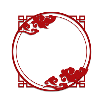 Elegant Chinese New Year red Frame with Cloud Motifs png
