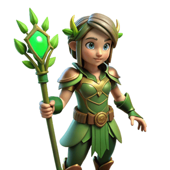 Green Fairy Warrior with Staff png