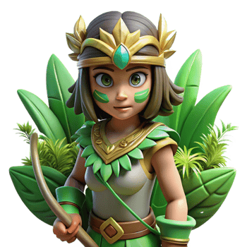 Jungle Princess Archer 3D Render png