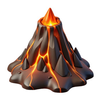 Volcano Eruption 3D Model png