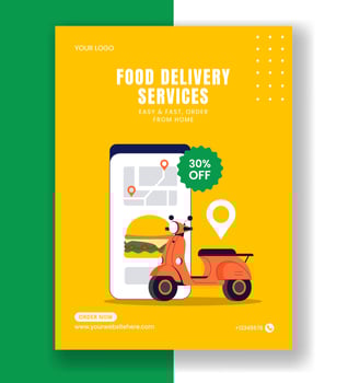 Vertical Poster Design Templates for Food Delivery Service in Flat Style vector