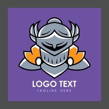 A stylized knight's helmet in gray and silver, featuring a prominent visor and decorative elements vector
