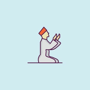 Man sit down for pray. vector