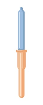 Illustration of a curling iron with a blue barrel and beige handle isolated on white background vector