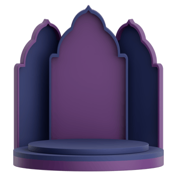 3D illustration of three mosque door with podium for ramadan celebration png