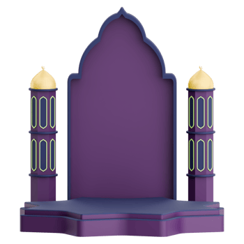 3D illustration of mosque door with podium and two tower for ramadan celebration png