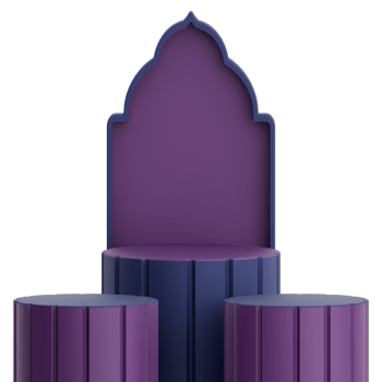 3D illustration of mosque door with three podium for ramadan celebration png