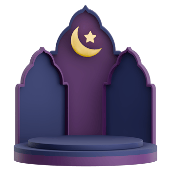 3D illustration of mosque door with podium and crescent for ramadan celebration png