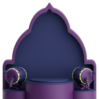 3D illustration of mosque door with podium and two bedug muslim drum for ramadan celebration png