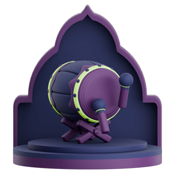 3D illustration of mosque door with bedug muslim drum for ramadan celebration png