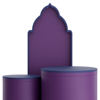 3D illustration of mosque door with two podium for ramadan celebration png