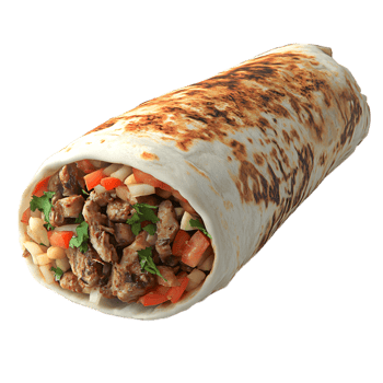 a burrito with meat and vegetables on it png