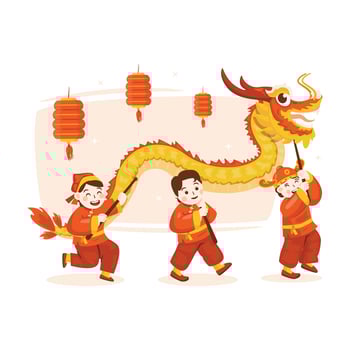 Chinese dragon dance festival for lunar chinese new year illustration vector