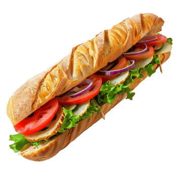 Delicious Veggie Sub Sandwich Fresh Ingredients Crusty Bread, png