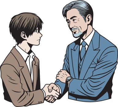 Two businessman shaking hands design art vector