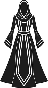 Elegant Traditional Arab Dress Illustration - Stylish Medieval Fashion Design vector