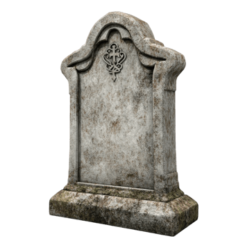Ornate Tombstone with Gothic Vines and Flowers on Transparent Background png