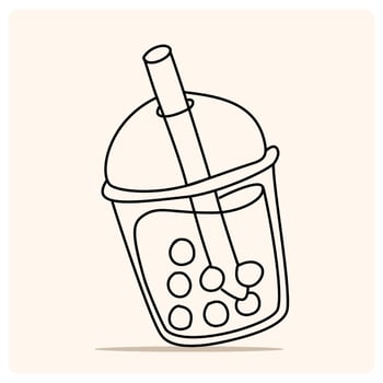 Refreshing Bubble Tea with doodle style drawing vector