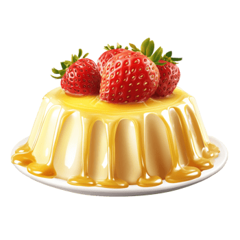 Creamy Vanilla Pudding Topped With Fresh Strawberries png
