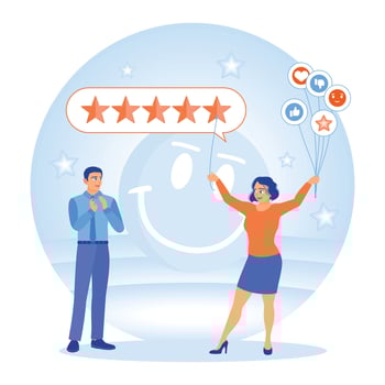 Customers have provided 5-star ratings and positive feedback. vector