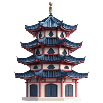 chinese pagoda 3d model transparent background png