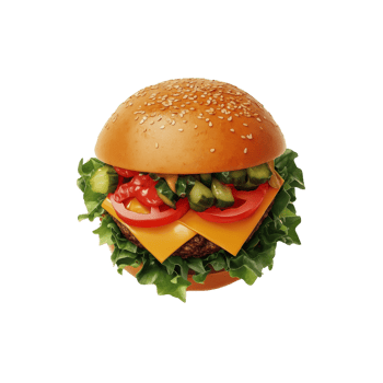 Delicious Sesame Seed Burger With Cheese And Vegetables png
