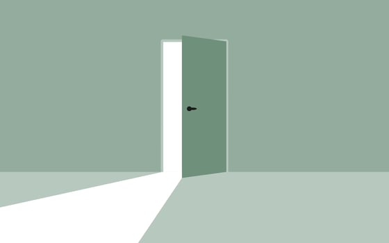 Minimalist Interior with Green Wall and Door vector