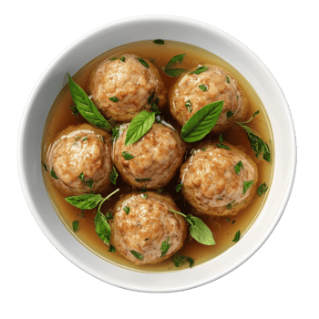Delicious Meatball Soup in a White Bowl png