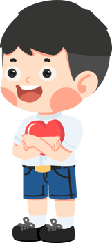 Kid student hug heart cartoon flat png