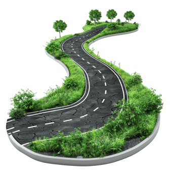 Winding road amidst lush greenery a scenic route png
