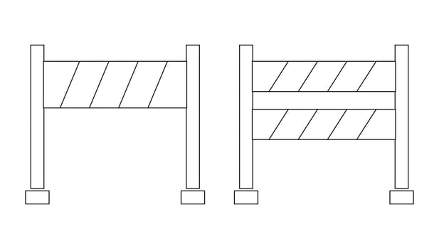 Hurdle roadblock sign, safety protectot icon, symbol. Boundary fence, equipment. security system. Road barrier. vector