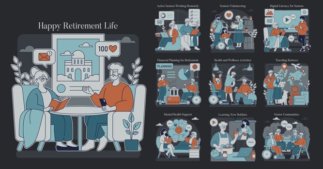 Happy Retirement Life. Flat Illustration vector