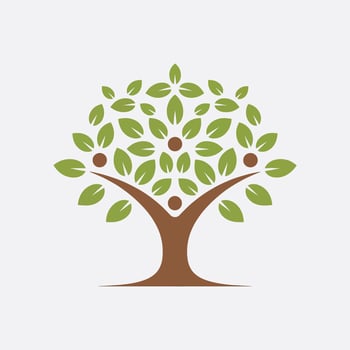 a tree with leaves and people on it vector