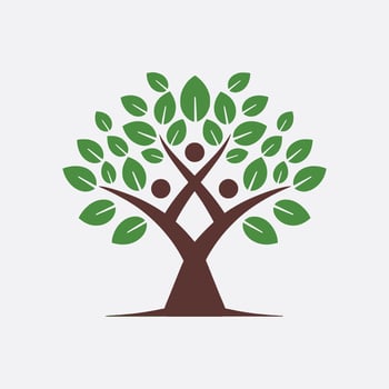 a family tree logo with leaves logo vector