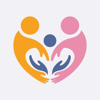 a family logo with two people holding hands vector