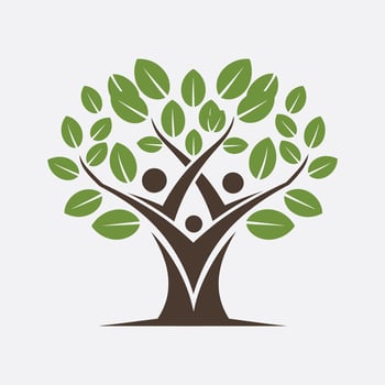 a family tree logo with leaves vector