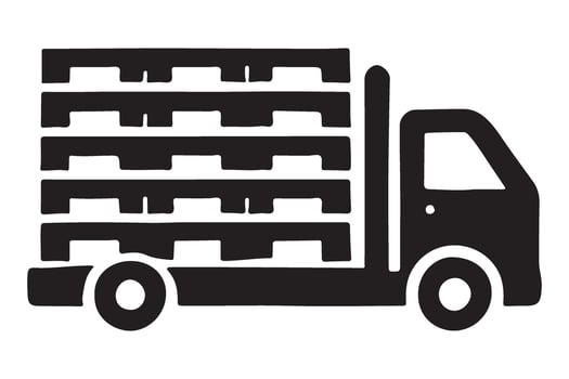 Silhouette Illustration of a Delivery Truck with Pallets vector