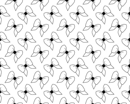 Bow doodle. Seamless pattern isolated on white background. Outline vector