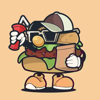 burger holding bag vector