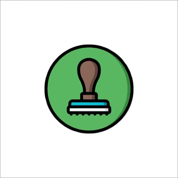 A stamp on a green circle with a blue handle vector