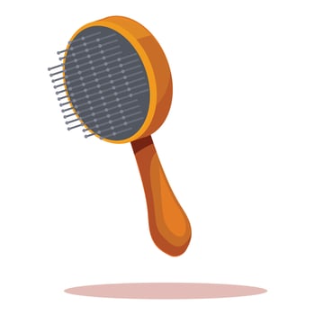 Round orange hairbrush with metal bristles for styling vector