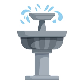 Stone fountain cascading water into basin, refreshing urban oasis vector
