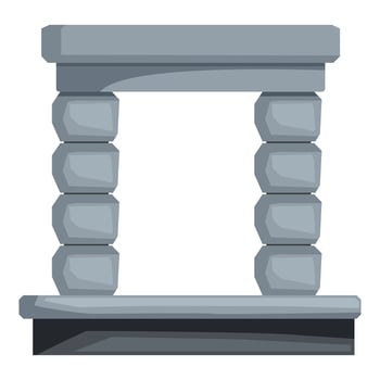 Stone gate entrance with pillars supporting a solid roof, symbolizing strength and security vector