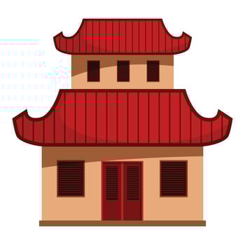 Traditional asian temple showing red roof and wooden doors vector