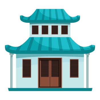 Traditional asian temple building with teal roof and brown door vector