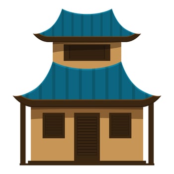 Traditional asian building with blue roof and wooden details vector