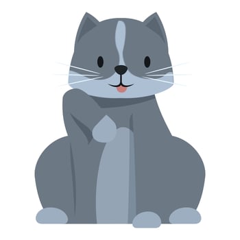 Cute gray cat sitting and smiling, a cartoon illustration vector